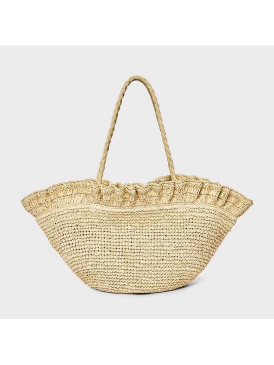 a new day Handbags - Target A New Day Straw Ruffle Crochet Fan Tote Bag NWT